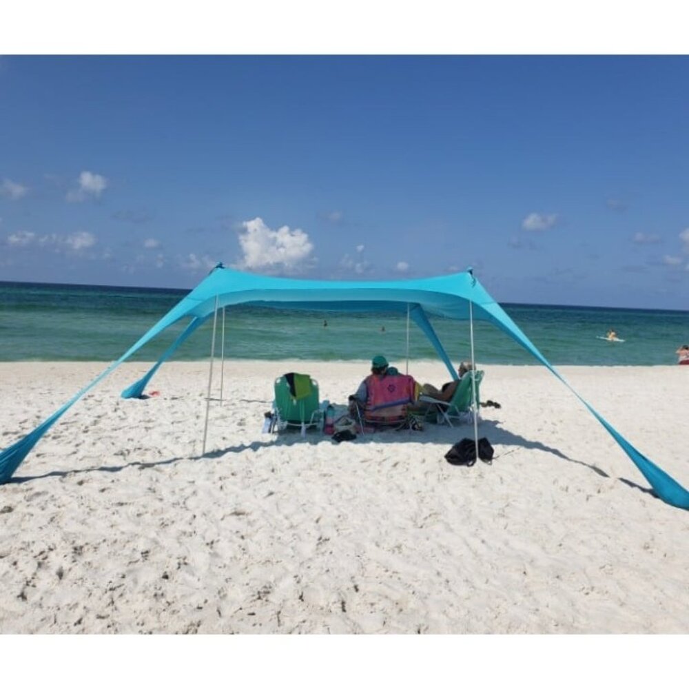 Family Beach Tent Canopy Sun Shade, Pop Up Grande Beach Tent Sun Shelter